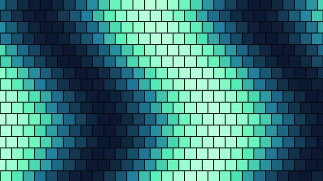 Teal and Dark Blue Brick Tile Mosaic Pattern with Gradient Bands