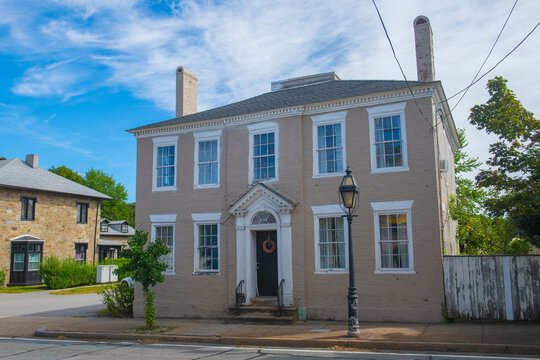 Cromwell Child House was built in 1803 with Federal style at 382 Main Street in historic town center of Warren, Rhode Island RI, USA.  