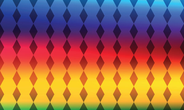 Colorful diamond pattern background with rainbow gradient and geometric shapes
