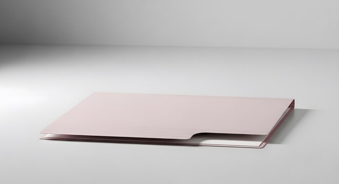 A single closed light pink paper office folder lying flat on a clean surface area