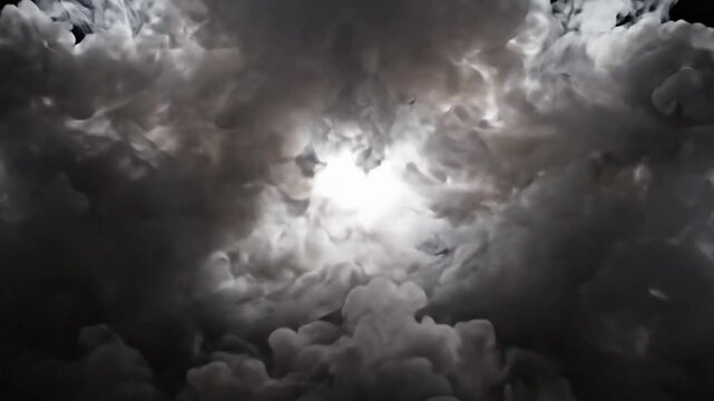 Smoke puff moves towards the camera and creates a dense cloud impact
