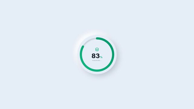 Minimalistic progress circle showing 83 percent on light blue background