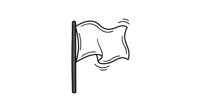 Simple hand drawn doodle flag illustration featuring sketchy lines waving on a pole
