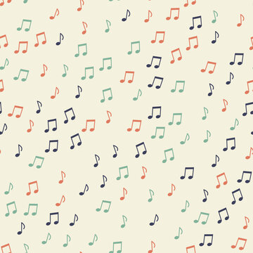 Colorful music notes seamless pattern