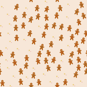 Gingerbread cookies seamless Christmas pattern