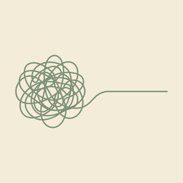 Stress relief shown as a tangled knot of lines slowly untangling