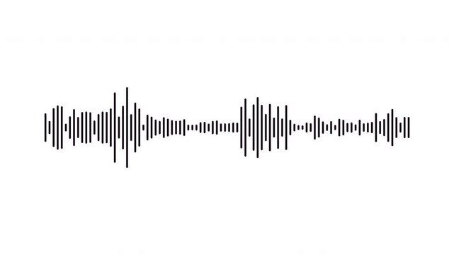 Premium digital music frequency spectrum animation, black clean sound wave spectrum loop, minimalist digital frequency equalizer for music production, digital voice record effect, white background