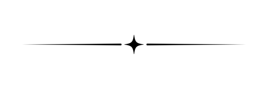 Minimalist Vintage Divider Line with Central Four Point Star Vector Element