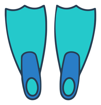 Top-down swim fins vector illustration for water sports. Generative AI