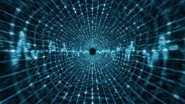 Explore a tunnel with vibrating grid design featuring virtual
