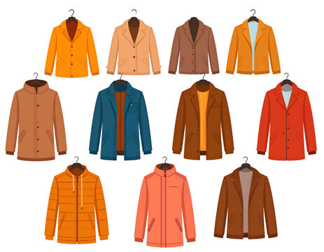 Flat vector men's jacket and coat collection