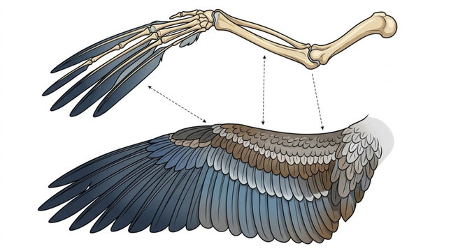 Bird Wing Bone and Feather Anatomy Vector