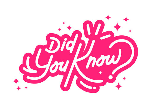 Did you know handwriting lettering typography flat design with sparkles. Vector illustration