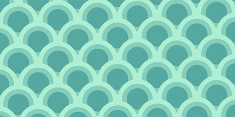 Japanese wave pattern background vector with green fish scale motif for oriental banner, sea wave backdrop, and traditional Asian print design © Akhmad