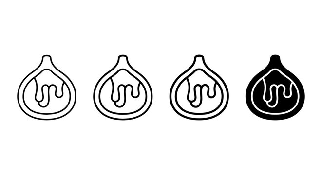 Fig Icons Set: Sweet Fruit Outline & Silhouette Vector Graphics for Healthy Food Design