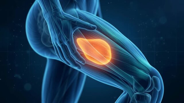 3d medical visualization of thigh muscle pain and strain