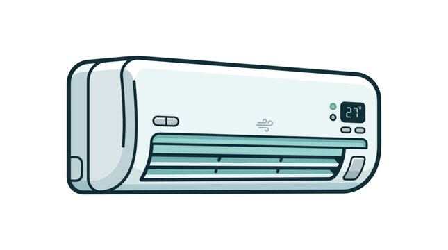 Modern wall mounted air conditioner unit vector illustration isolated on white background