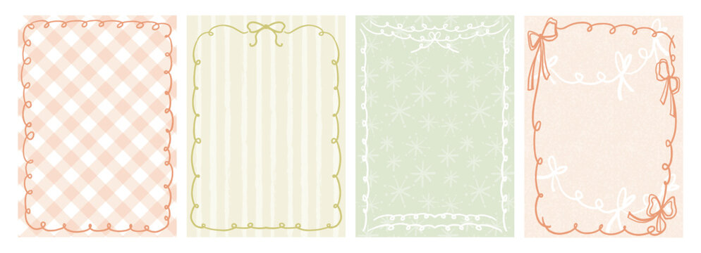 Hand-Drawn Minimal Christmas Line Art Frame and Background Collection for Cards and Seasonal Designs