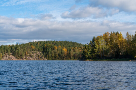 Ladoga Skerries National Park near the village of Lumivaara on a sunny autumn day, Republic of Karelia, Russia