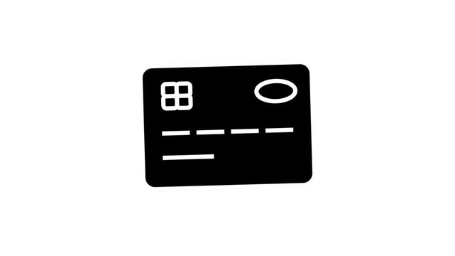 Animated Black Credit Card Icon on White Background.