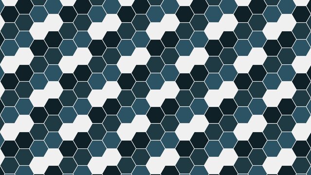 Abstract geometric hexagon pattern in green grey and white