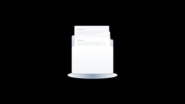 Minimalist white 3d document folder icons on transparent background,alpha channel.