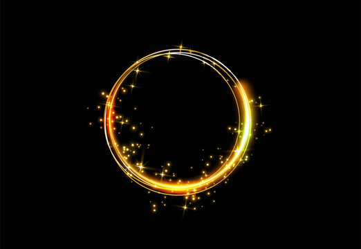 Golden ring.Vector luxury sparkling frame.Christmas decoration
