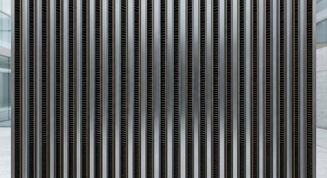 Vertical metal architectural panel texture with repeating linear fins