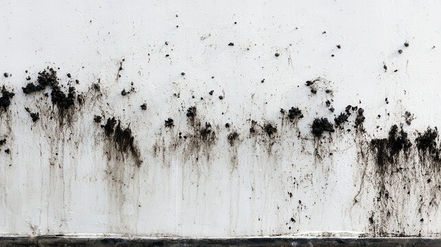 High-contrast detail of a weathered white boat hull with barnacles and dark grime stains.