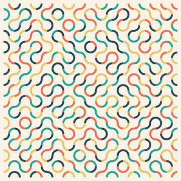 Abstract colorful wavy lines and circles for modern design.