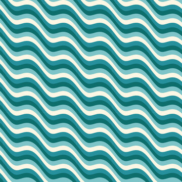 Abstract wavy lines pattern teal background texture design.