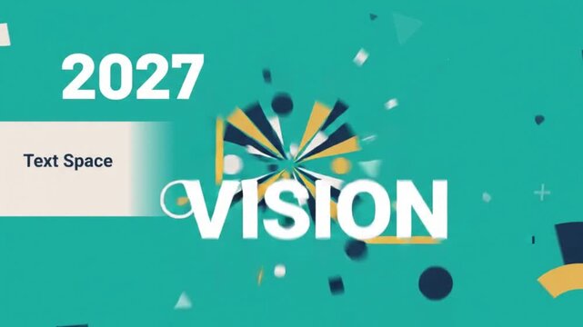 2027 Vision Promotional Graphic Banner with Abstract Geometric Shapes and Text Space