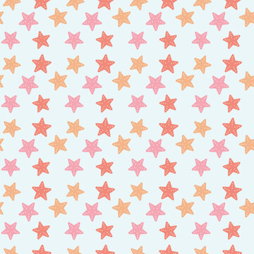 Pink and orange starfish pattern for kids background.