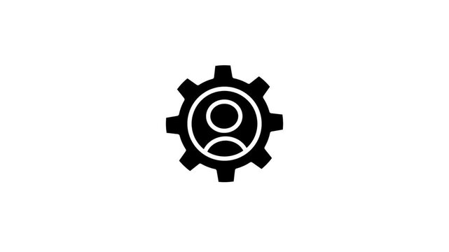 Minimalist User Settings Gear Icon Animation on White Background.