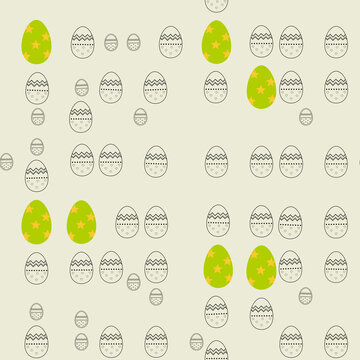Seamless Pattern of Easter Eggs with Stars and Decorations