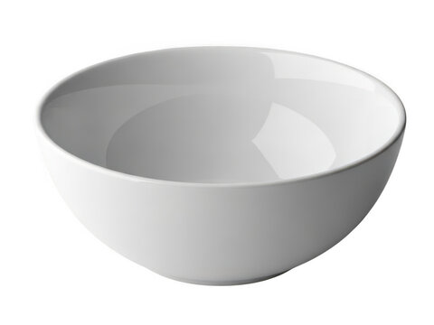 Empty white ceramic bowl for food serving isolated on transparent background