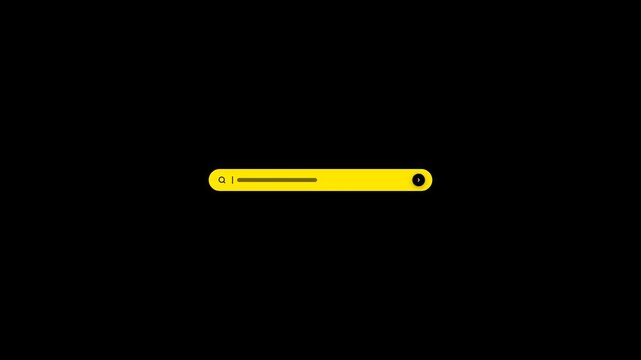 Minimalist Search Bar UI with Magnifying Glass and Blinking Cursor - Bold Street Brutalism - Transparent 4K ProRes 4444