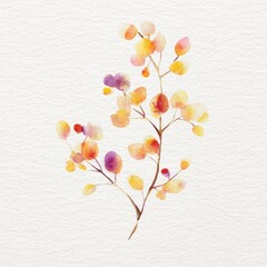 Fototapeta premium Watercolor autumn branch with colorful leaves.