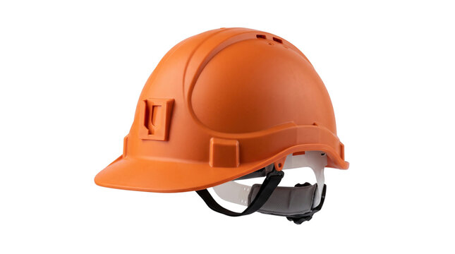 Orange construction hard hat isolated on transparent background