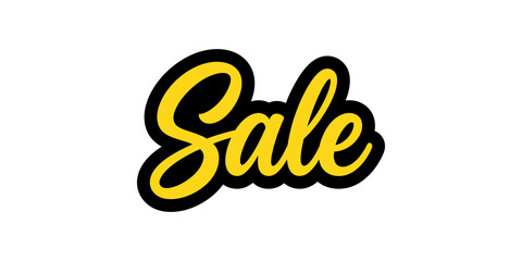 Sale word in yellow and black typography style used for retail advertising campaigns and e-commerce promotional events. © Akash