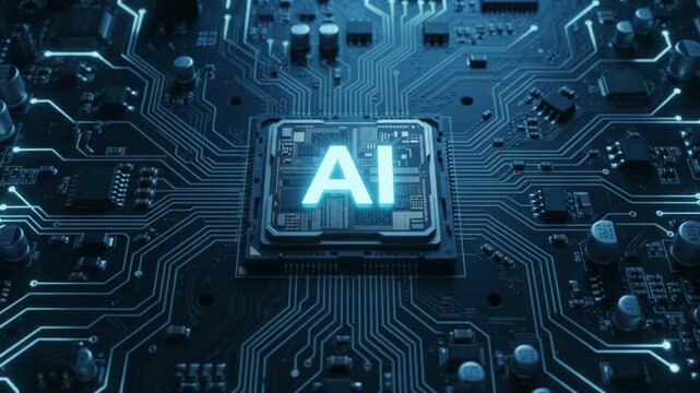 Advanced AI Microprocessor Connected to Motherboard Socket with Expanding Energy Pulse Activating Digital Circuit Network and Computer System