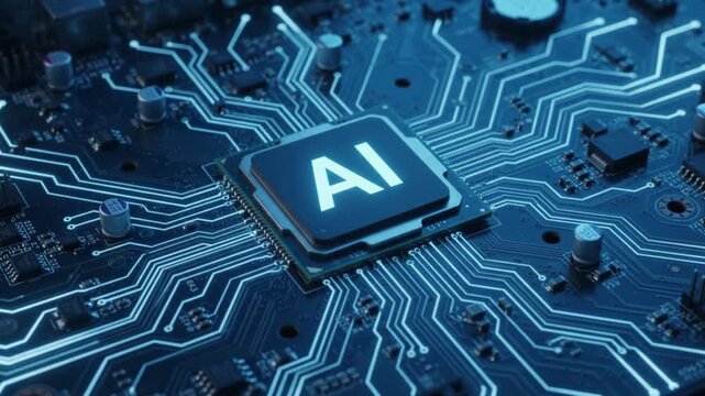 Advanced AI Microprocessor Connected to Motherboard Socket with Expanding Energy Pulse Activating Digital Circuit Network and Computer System