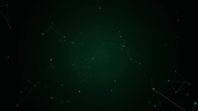 Green AI Neural Plexus Loop - 4K High-Tech Connection Motion Background. 4K 60fps high-tech emerald green neural network plexus motion background featuring glowing green data streams and connecting