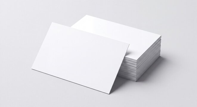 Stack of Blank White Business Cards Paper Mockup