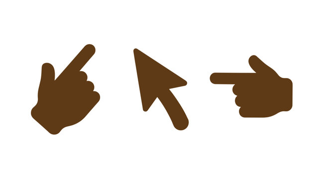 Collection of computer mouse cursor hand pointer and selection arrow vector icons with selection interface computing navigation technology software pointing direction