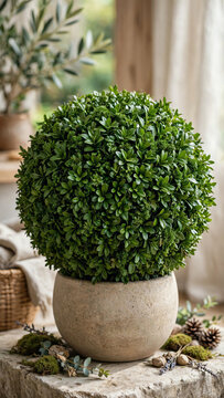 Vibrant Green Sphere Crafted from Dense Leaves, Ideal for Adding an Elegant Touch to Any Space with Natural Elements, Perfect for Home and Garden Decor