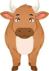 Obraz premium Cartoon Brown Cow Illustration for Islamic Sacrifice Festival Idul Adha Celebrations
