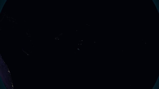 Tonga night globe. City lights, zoom, spin, outline glow, pullback, ring reveal for Tonga. Elements of the animation furnished by NASA.
