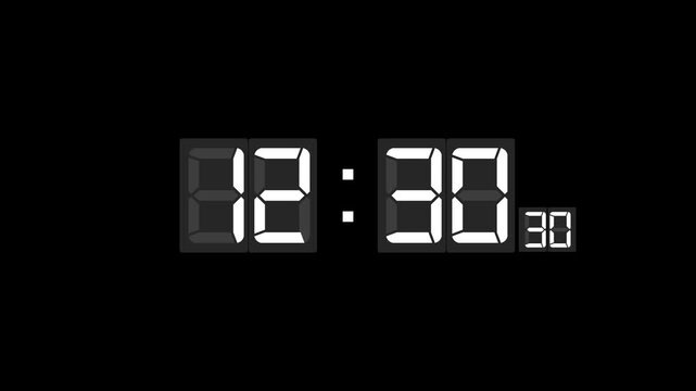 Digital clock display showing the timer in a glossy 3D seven-segment style on a black background. Perfect for themes like time management, alarm, productivity, digital interface, and UI/UX design.