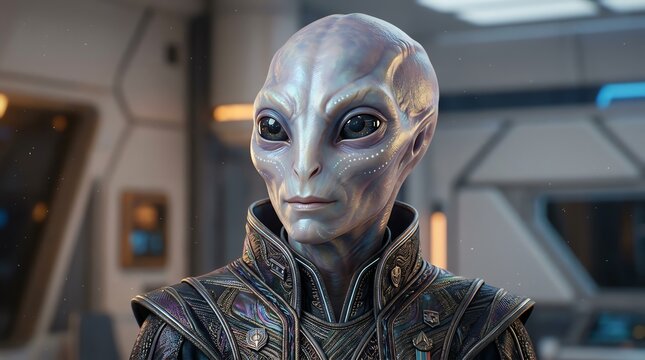 Extraterrestrial Humanoid Portrait in Spaceship